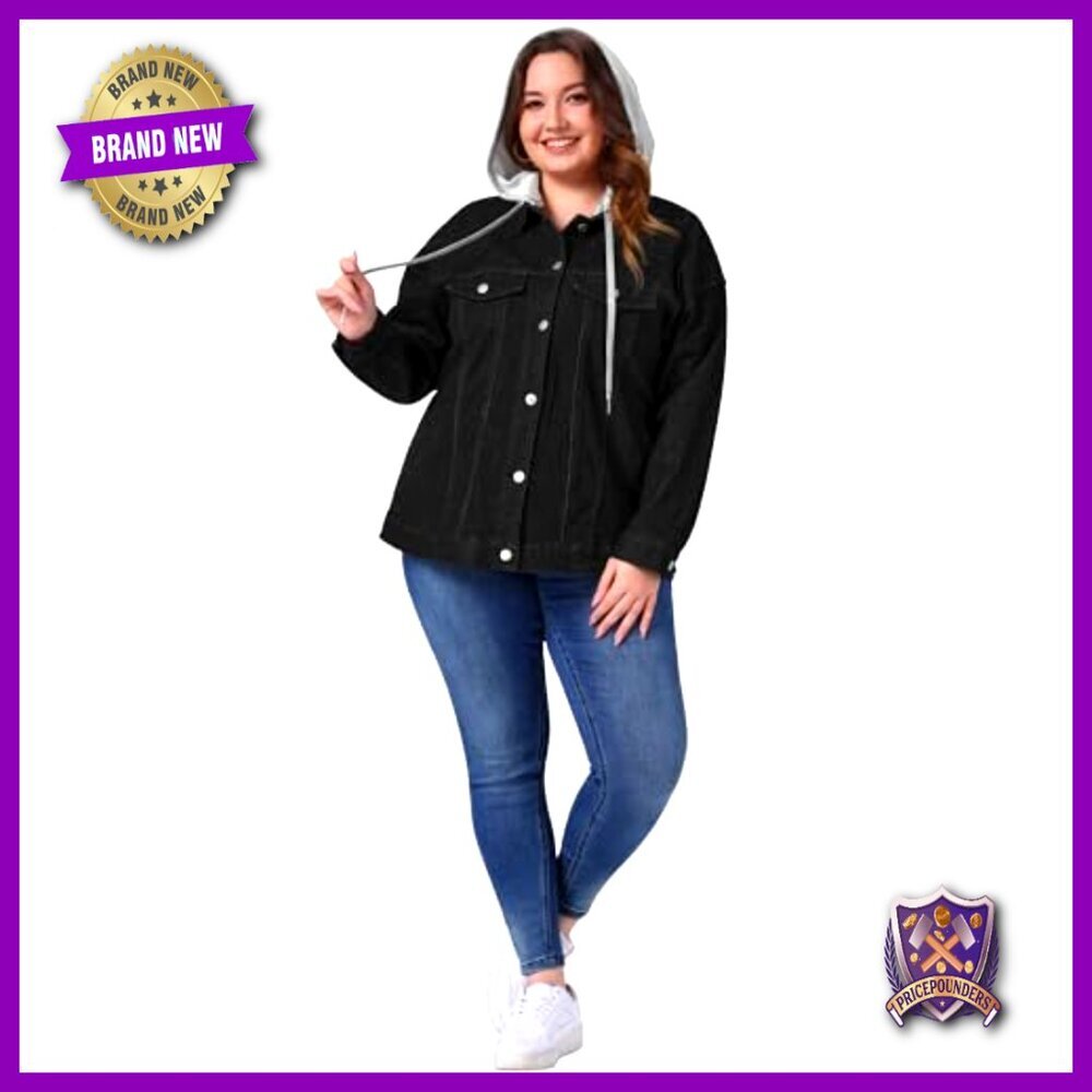 Oversized Denim Shacket with Detachable Hood Stretchy Fabric Casual Chic Y2K - Picture 3 of 6
